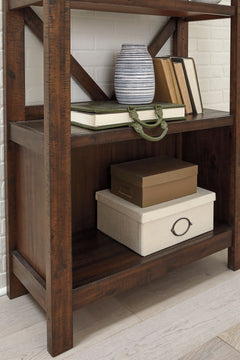 Rustic Brown Large Bookcase, shelf construction detail - 3