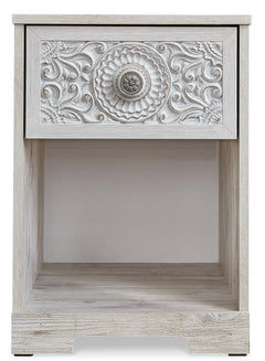 Whitewash / 19.61 in wide, full front view of nightstand - 7