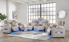 Gray / Sofa + Loveseat + Power Recliner, complete matching set - 9