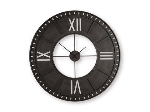 Lytle Oversized Antiqued Brown Metal Wall Clock