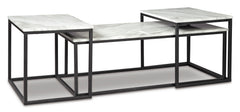 Gray/Black three-piece nesting table set, full product view - 1
