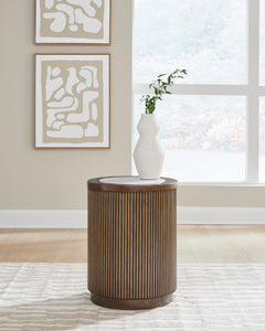 Brown, end table room view; accessories excluded - 2