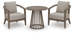 Beige, complete table and two cushioned chairs - 1