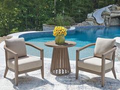 Beige, full three-piece set in outdoor setting; accessories excluded - 2