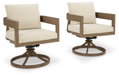 Dark Brown/White, complete pair of swivel dining chairs - 1