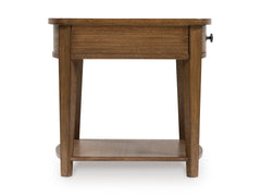 Brown drawer end table with shelf, product view 4 - 4