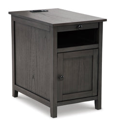 Gray Storage Chairside End Table with Charging, full product view - 19