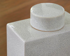 Antique White 11-inch height decorative jar, product view 4 - 4