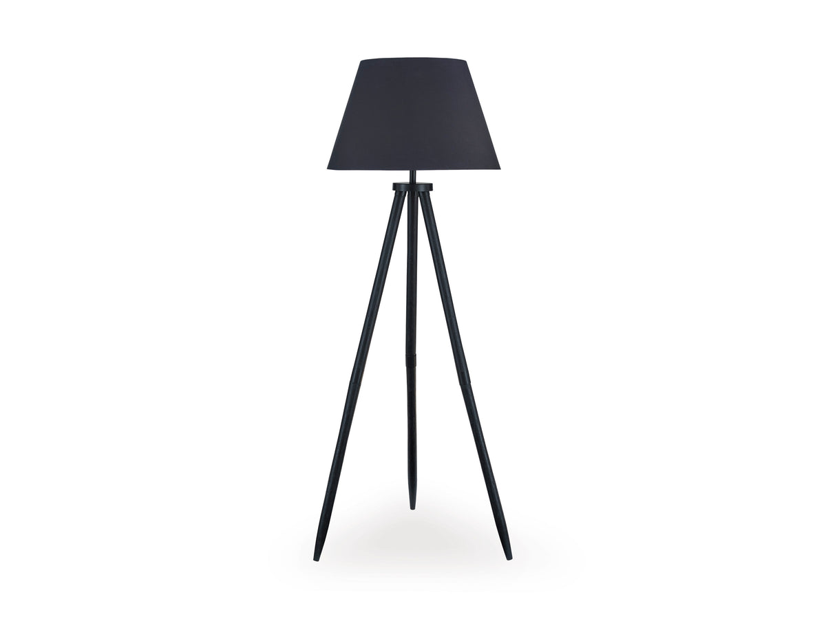Black floor lamp, full product view