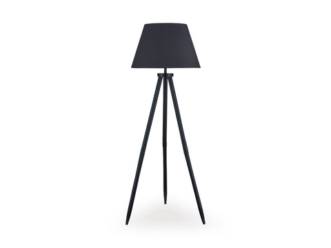 Orhan Black Wood and Metal Tripod Floor Lamp