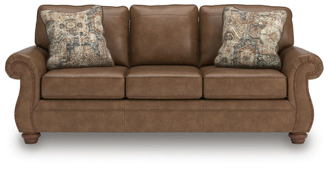Nailhead Faux Leather Sofa in Earth or Granite