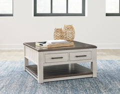 Gray/Brown square split lift top coffee table, product view 5 - 5