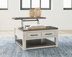 Gray/Brown square split lift top coffee table, product view 6 - 6