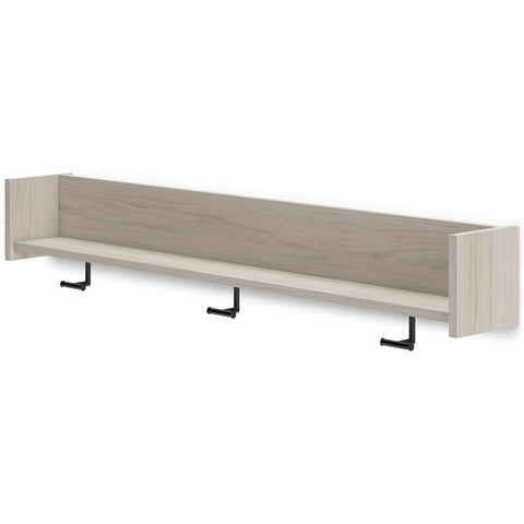 Light Natural Wall Coat Rack with Shelf and Three Hooks