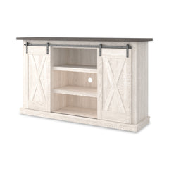 Two-tone TV stand with sliding barn doors, product view 5 - 5