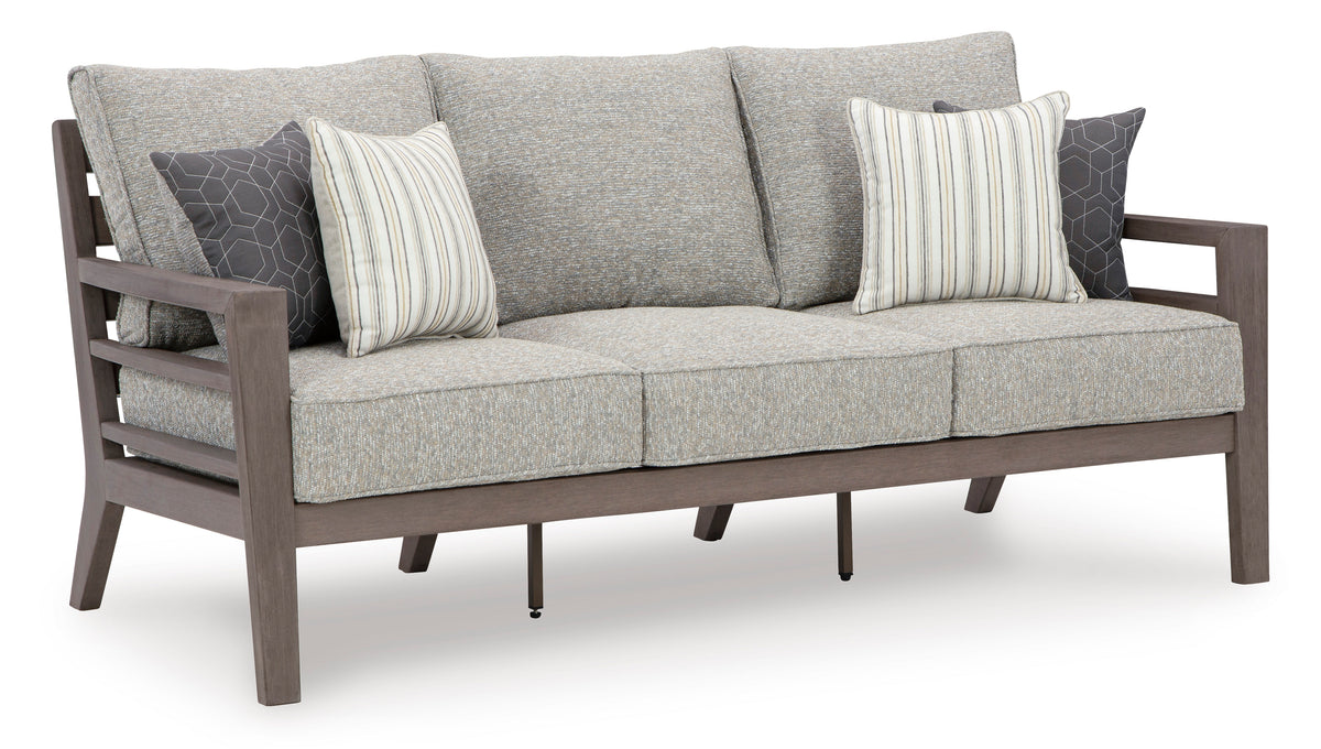 Gray/Brown Sofa with Cushion, full product view