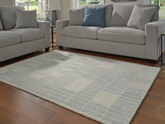 Ivory/Blue 60.38" x 82.88", room view; furniture excluded - 6