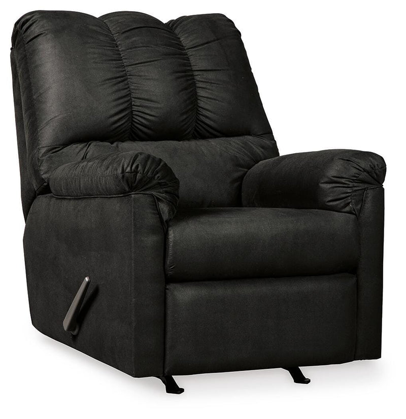 Upholstered Manual Rocker Recliner in Black or Cobblestone