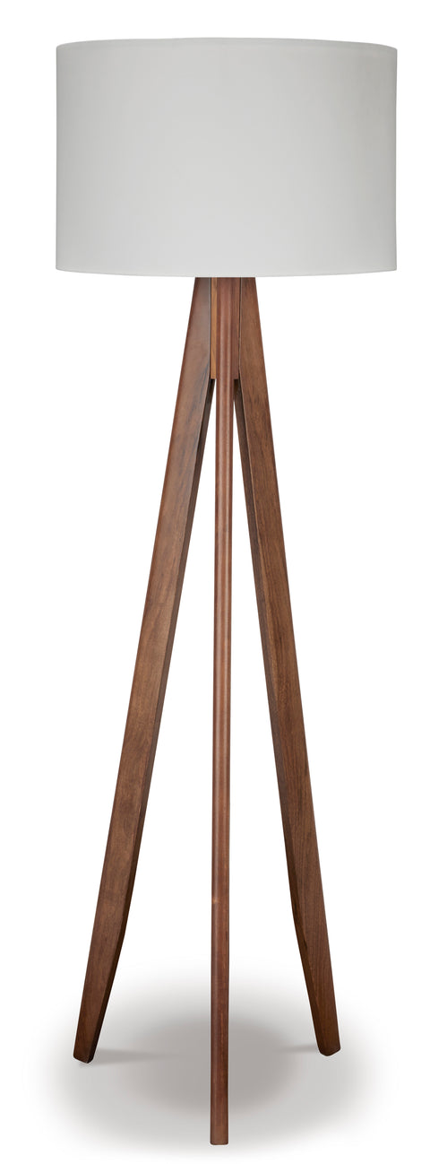 Dallson Brown Wood Tripod Floor Lamp