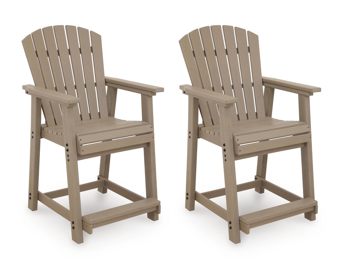 Medium Brown / Outdoor Bar Stool Set, complete set of two chairs