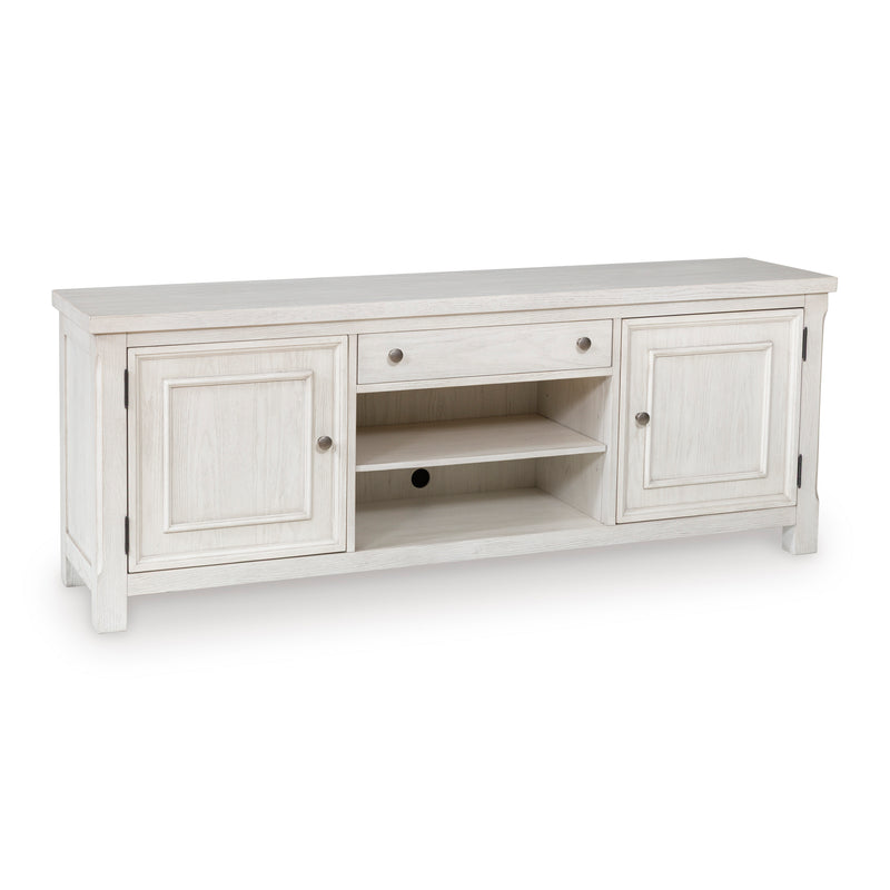 Antique White TV Stand with Drawer and Adjustable Shelves