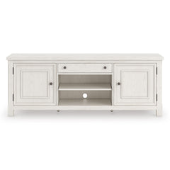 Antique White TV stand with drawer and adjustable shelves, product view 3 - 3