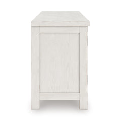 Antique White TV stand with drawer and adjustable shelves, product view 4 - 4