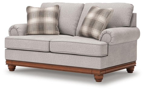 Farmhouse Roll-Arm Loveseat with Turned Legs in Sandstone