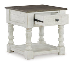 White/Gray square end table with drawer and shelf, product view 2 - 2