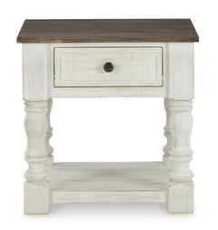 White/Gray square end table with drawer and shelf, product view 3 - 3