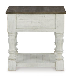 White/Gray square end table with drawer and shelf, product view 4 - 4