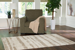 Beige/Brown/Gray 90" x 114", room view; furniture excluded - 2