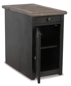Grayish Brown/Black Two Tone Cabinet Charging End Table, product view 2 - 2