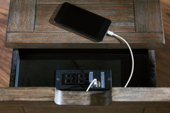 Grayish Brown/Black Two Tone Cabinet Charging End Table, product view 6 - 6