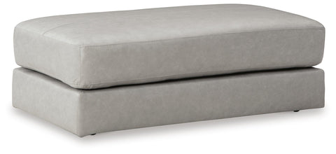 Glacier Leather-Top Oversized Rectangular Ottoman