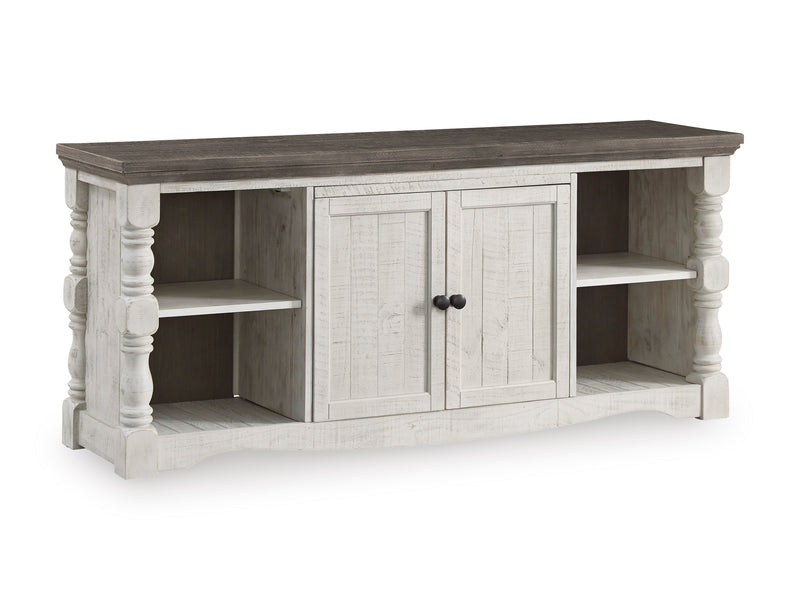 67-Inch Two-Tone Farmhouse TV Stand with Cabinet Doors