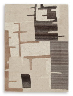 Beige/Brown 61" x 83", complete rug product view - 9