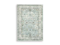 Teal/Beige/Ochre 59.75" x 82.5", complete rug product view - 5