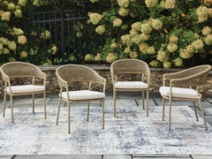 Beige, four-chair set in outdoor setting - 2
