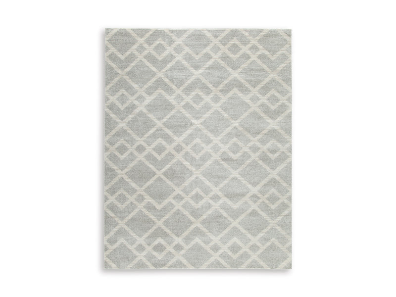 Gray and Ivory Interlocking Diamond Woven Rug