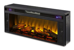 Black, complete illuminated fireplace insert left-angle view - 2