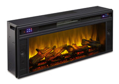 Black, complete illuminated fireplace insert right-angle view - 3