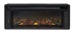 Black, complete fireplace insert front view with flame display off - 4