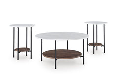 Brown/Black/White three-piece table set, full product view - 1
