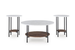 Brown/Black/White three-piece table set, product view 2 - 2