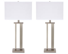 Silver Finish table lamp pair, full product view - 4