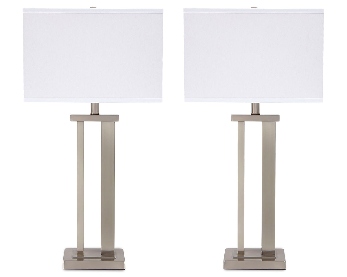 Silver Finish table lamp pair, full product view