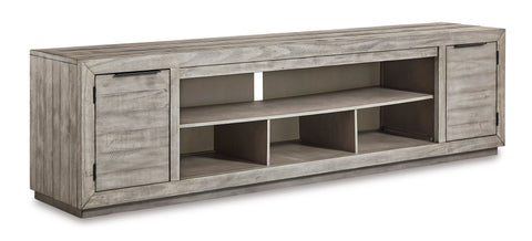 Weathered Gray Extra-Wide TV Stand with Side Cabinets