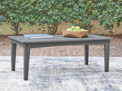 Gray, coffee table in patio setting; other furniture excluded - 2