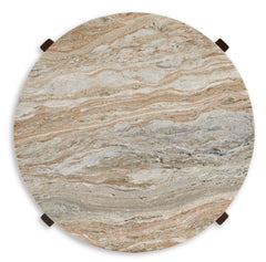 Warm Brown round natural marble coffee table, product view 3 - 3